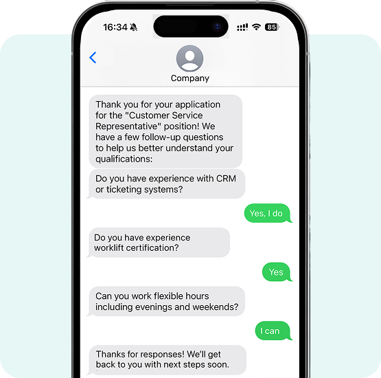SMS screening conversation